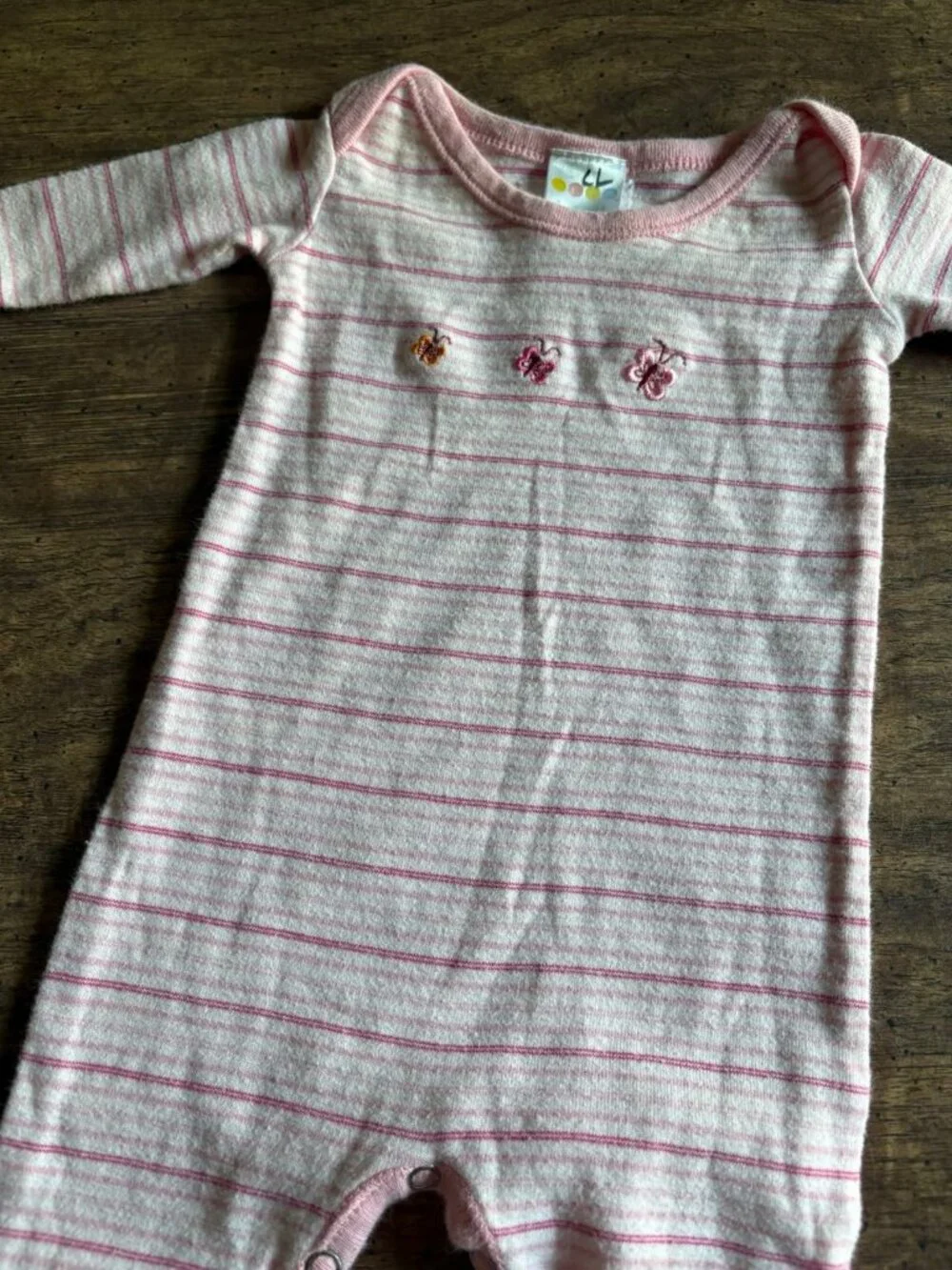 VINTAGE 1999 Gymboree 0-3 months striped embroidered pajamas